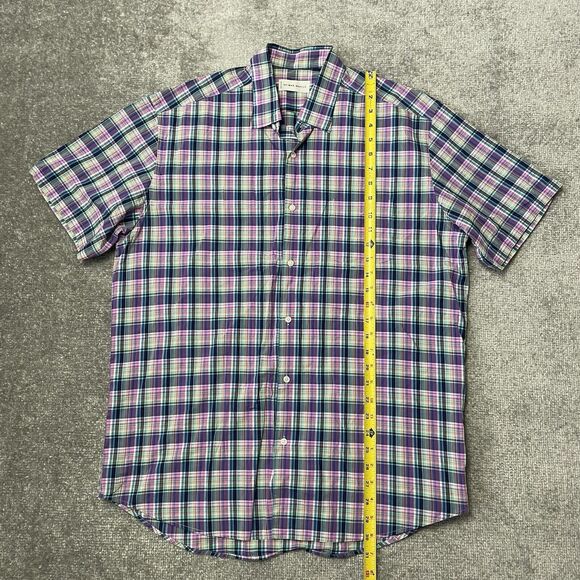 Neiman Marcus Shirt Mens Large Colorful Plaid Short Sleeve Button Up Preppy - Picture 5 of 6
